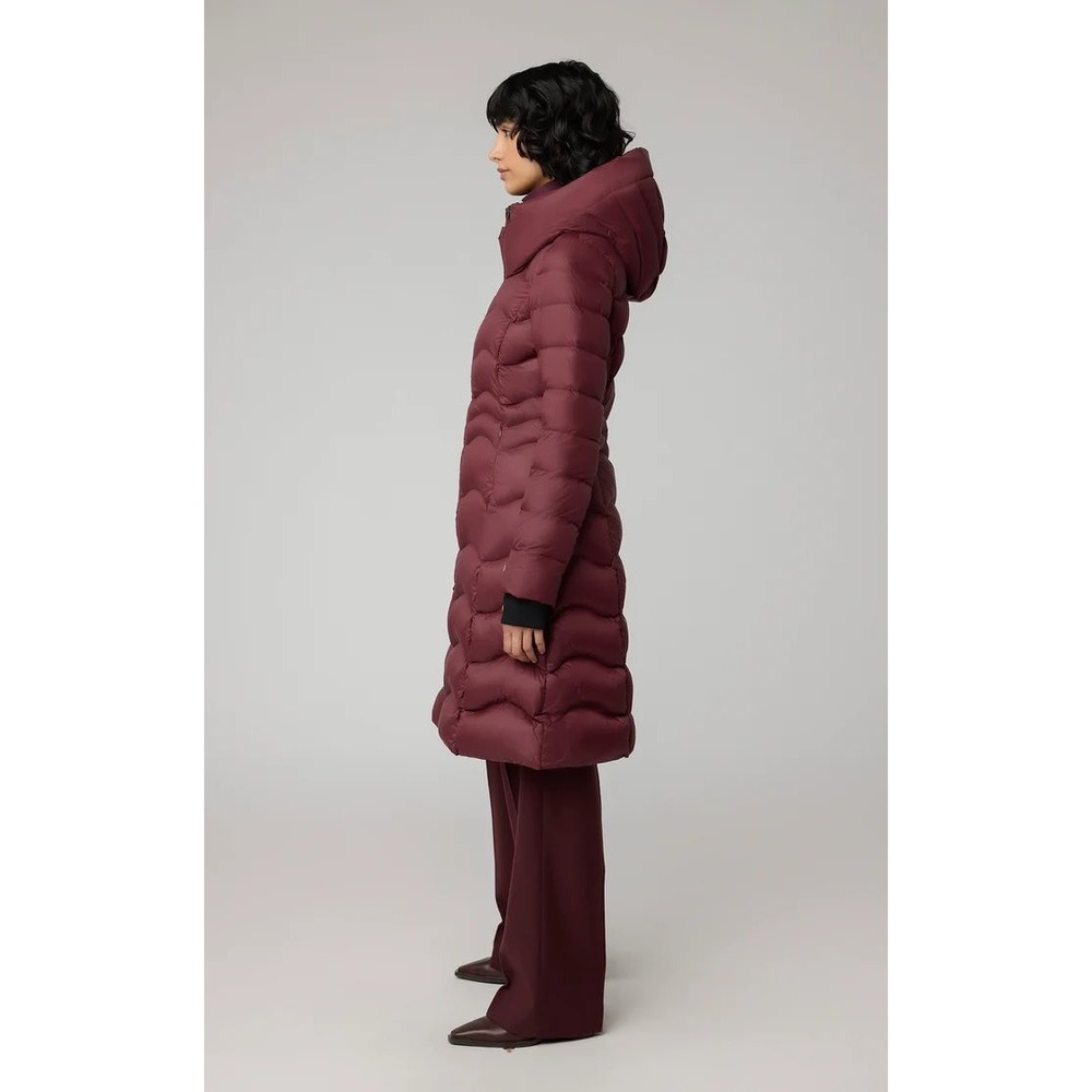 SOIA & KYO Lita-V Sustainable Lightweight Down‎ Coat in Merlot - Size Large - Picture 3 of 13